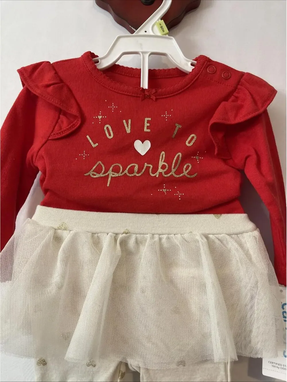 Carters 3 Months Infant Girls Red & Ivory Heart Print 2-Piece Outfit NWT! MZZ8